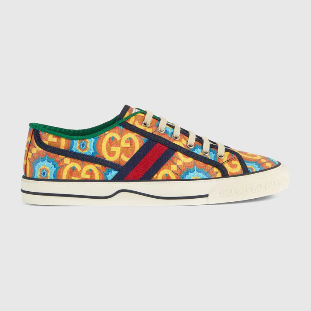 Gucci 100 Tennis 1977 Kaleidoscope Sneaker New In Box